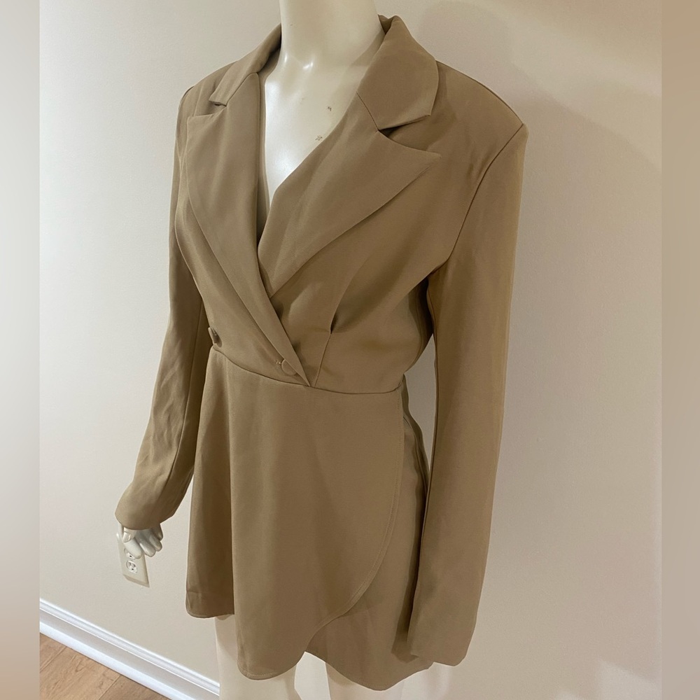 Cider Collar Solid Button Mini Dress - image 3